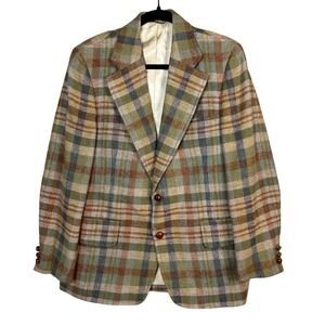 Paul Stuart Vintage Tweed Sport Coat Mens‎ 40R Plaid Wool Gentleman Colorful
